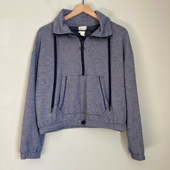 Wesley Tops - Wesley Bandier Striped Pullover Half-Zip Sweatshirt Small Blue White Athleisure